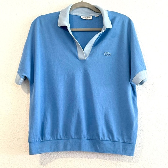 Lacoste Spread Collar Brand Logo Polo Shirt in Blue Size M Loose Fit - Picture 8 of 12